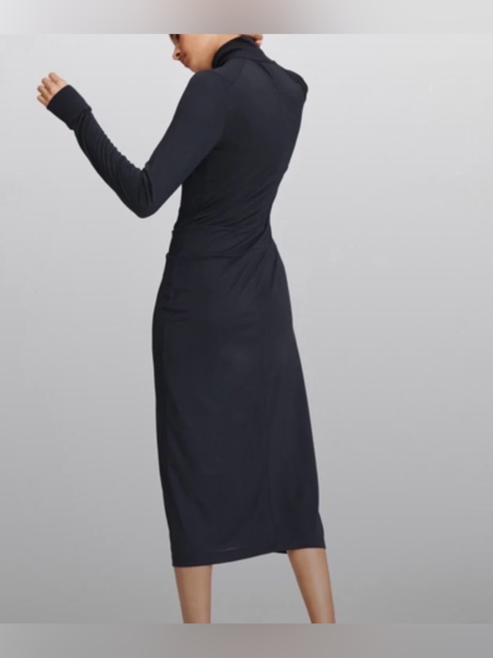 Rag & bone Black Long-Sleeve Turtleneck Midi Dress size large - Picture 4 of 12